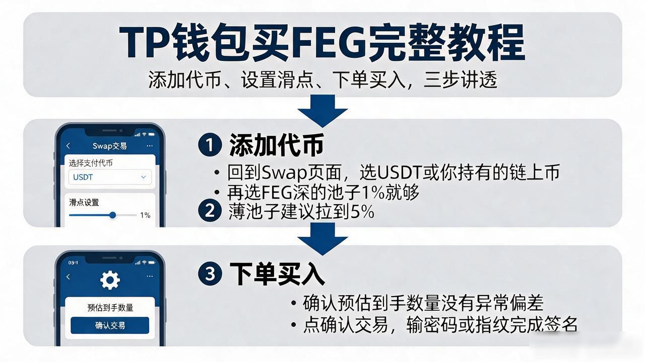 TP钱包买FEG完整教程：添加代币、设置滑点、下单买入，三步讲透