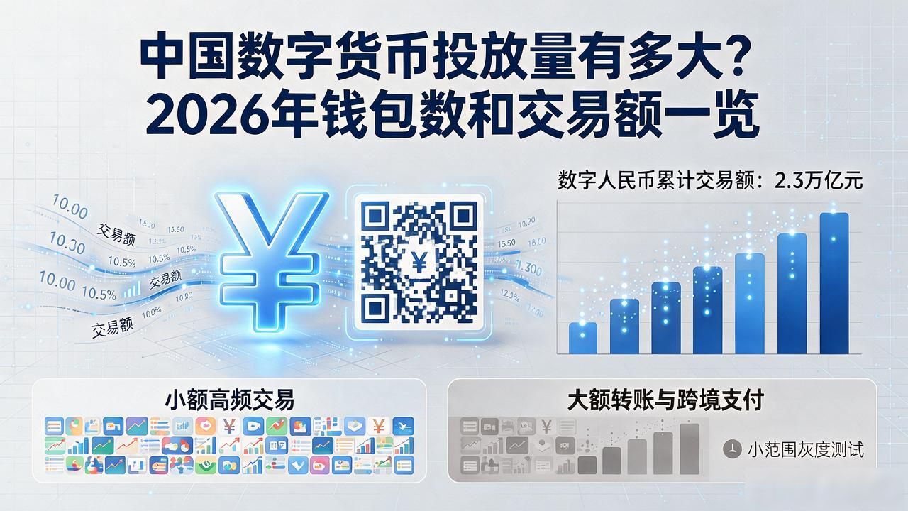 中国数字货币投放量有多大?2026年钱包数和交易额一览