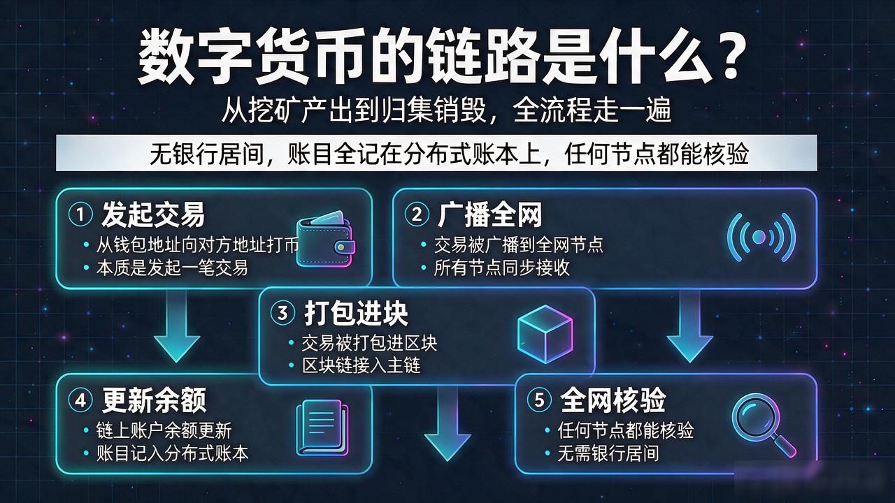 数字货币的链路是什么?从挖矿产出到归集销毁,全流程走一遍